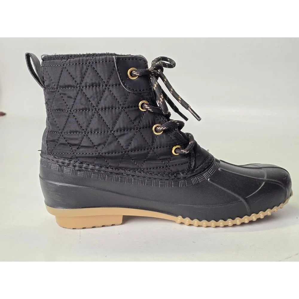 Magellan Outdoors Women's Duck Boots Size 8 B‎ Black Rubber Lace Up Shoes